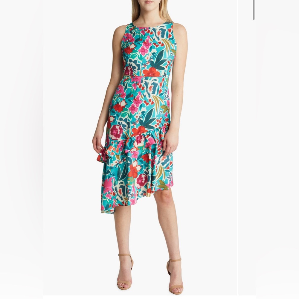 Sam Edelman Tropical Ruffle Cutout Midi dress,Size 4